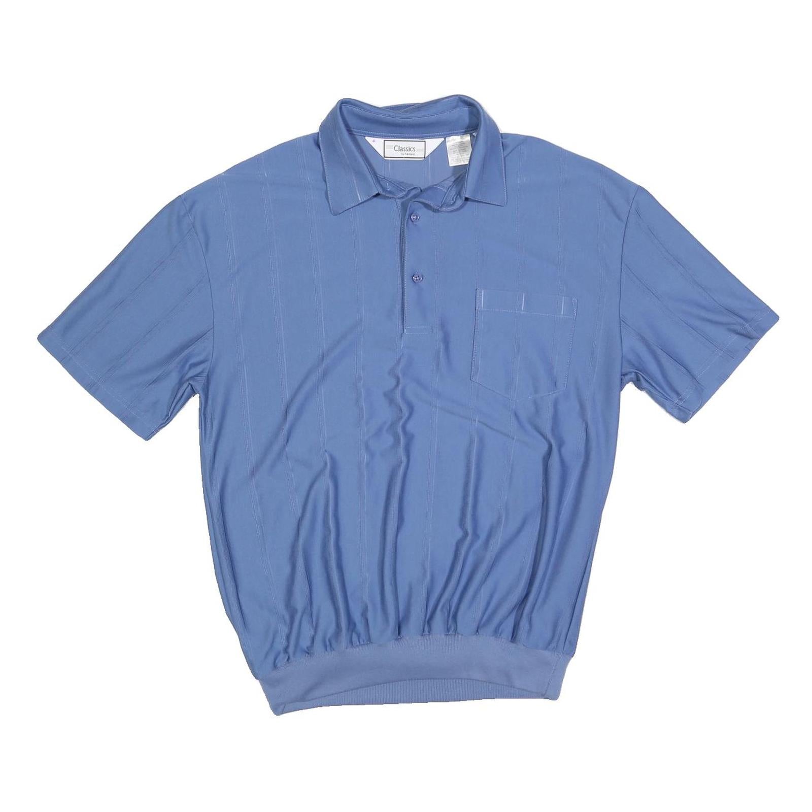 PALMLAND Mens Blue Short Sleeve Plain Polo Shirt L Casual Relaxed Fit