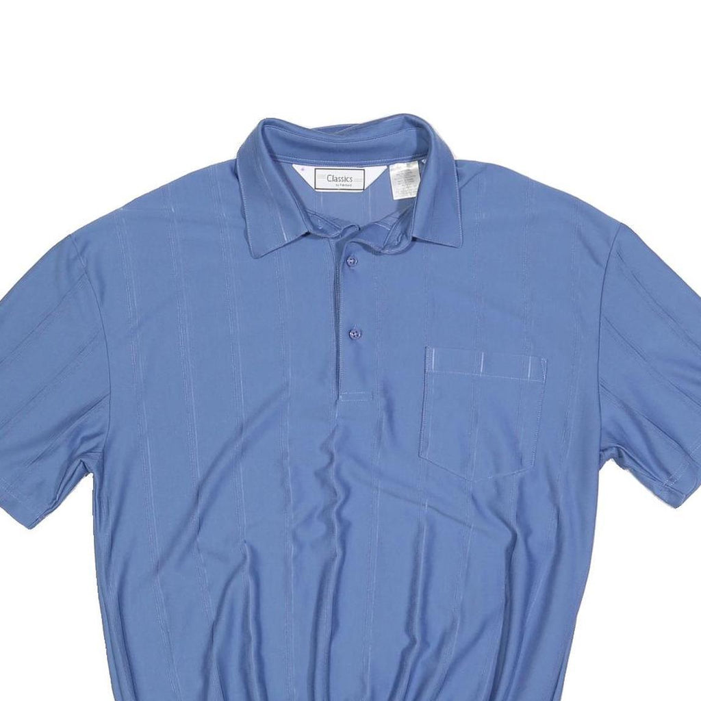 PALMLAND Mens Blue Short Sleeve Plain Polo Shirt L Casual Relaxed Fit
