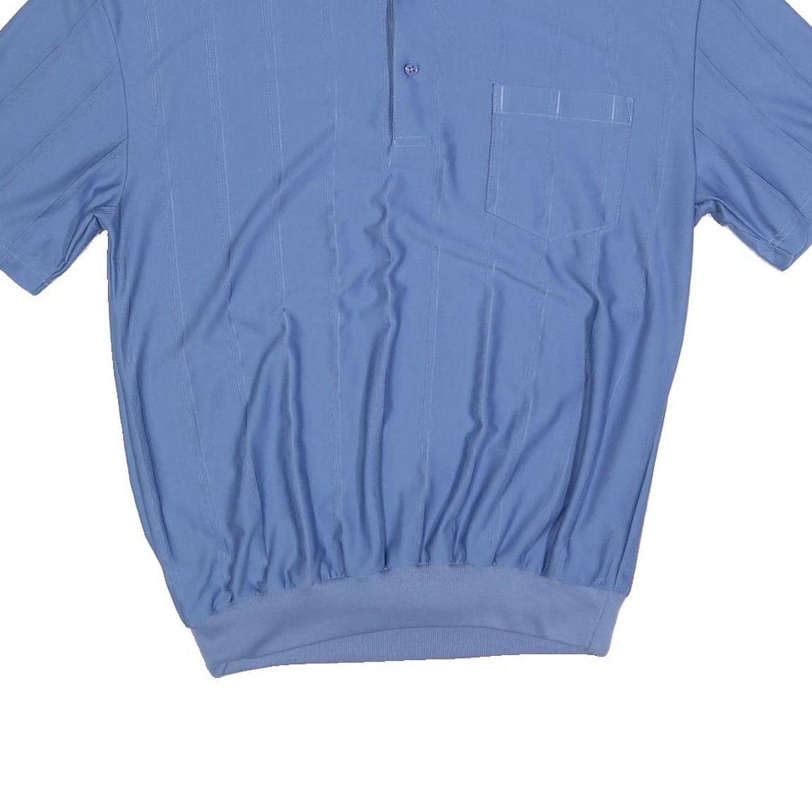 PALMLAND Mens Blue Short Sleeve Plain Polo Shirt L Casual Relaxed Fit