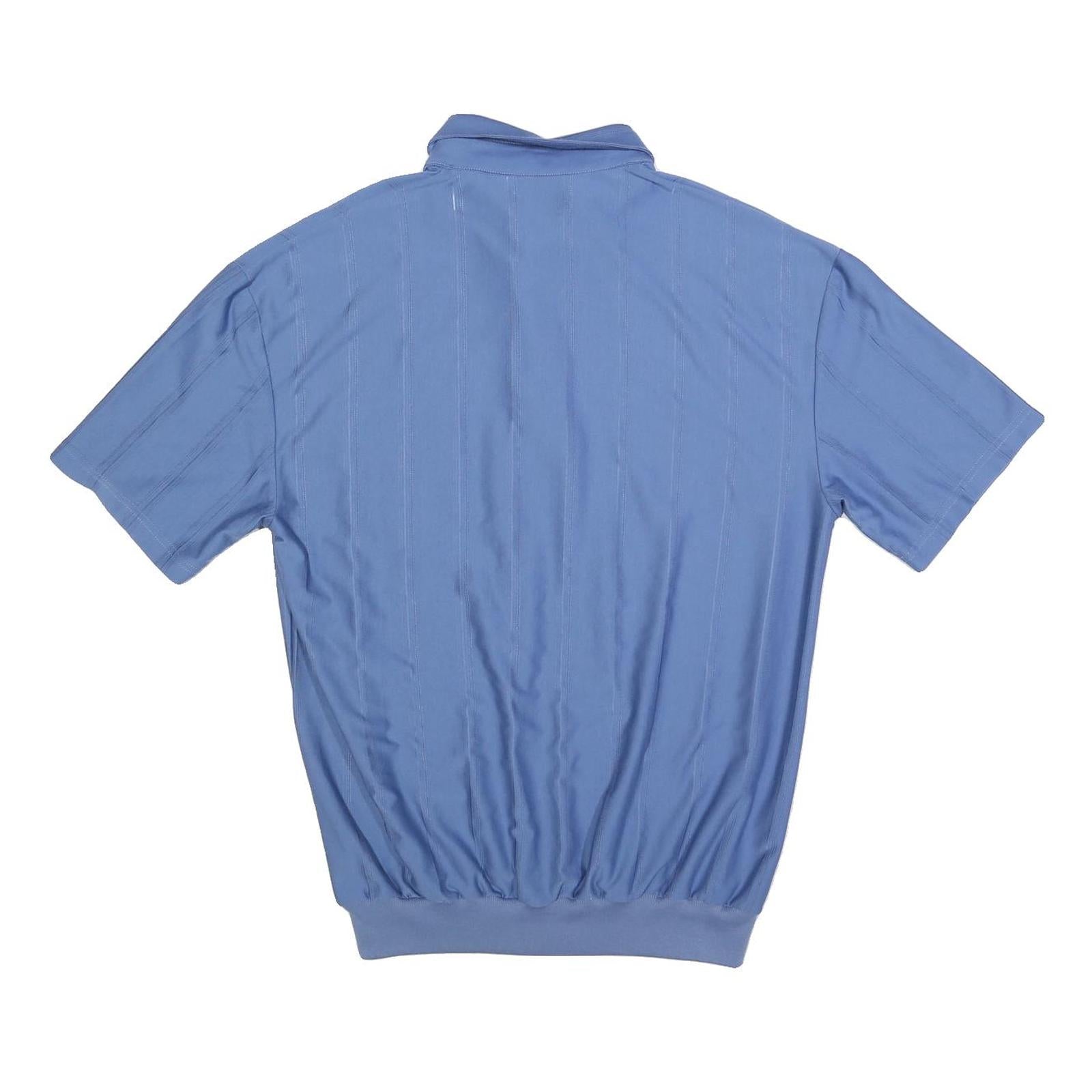 PALMLAND Mens Blue Short Sleeve Plain Polo Shirt L Casual Relaxed Fit