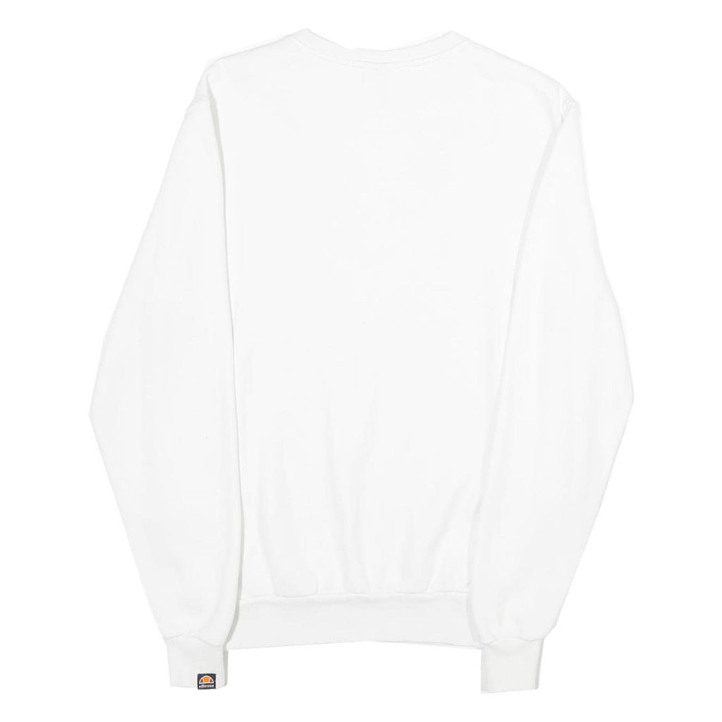 ELLESSE Womens White Sweatshirt Crew Neck UK 8 Cotton Blend Pullover Casual