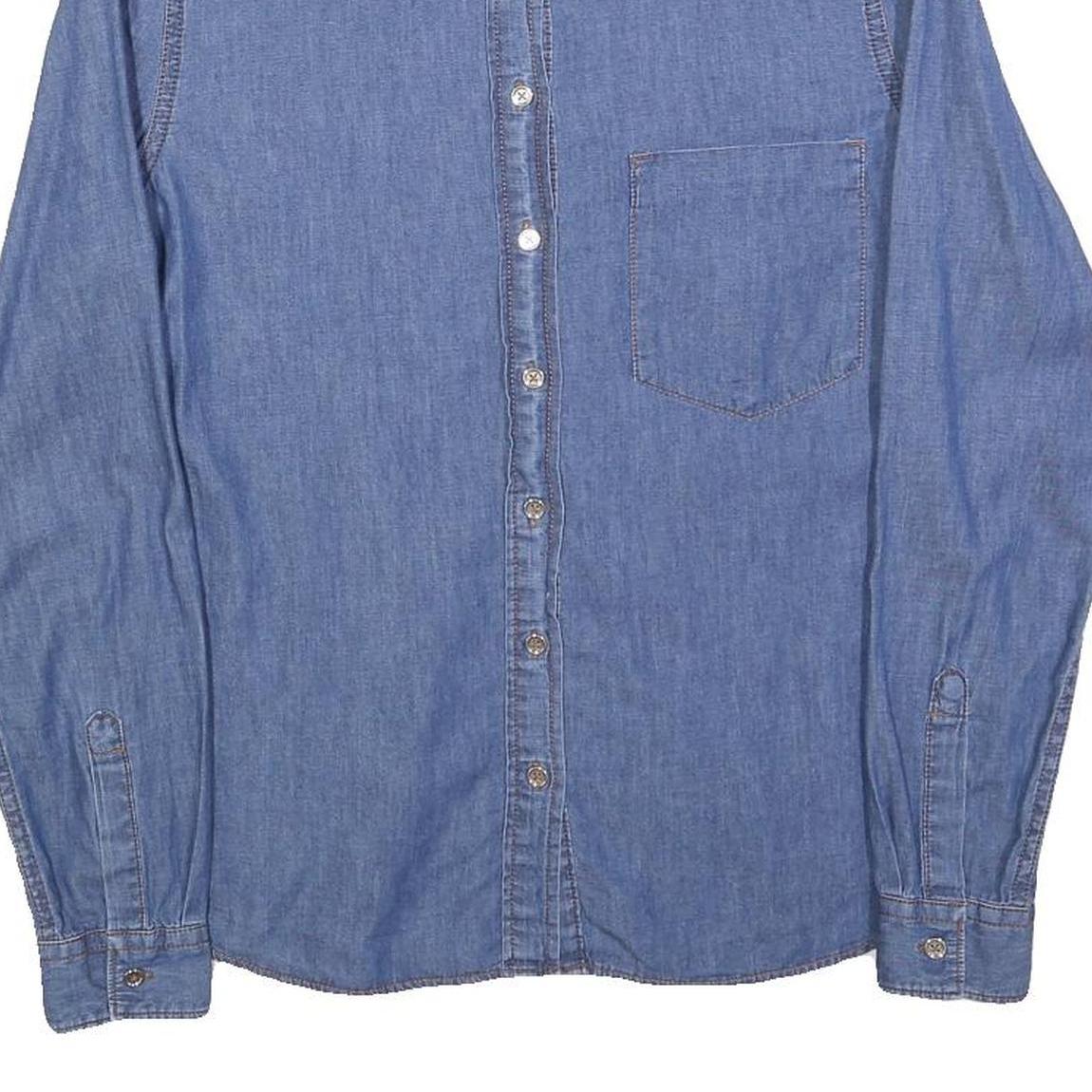 TERRANOVA Womens Blue Denim Shirt S Button Pocket Casual Lightweight Cotton