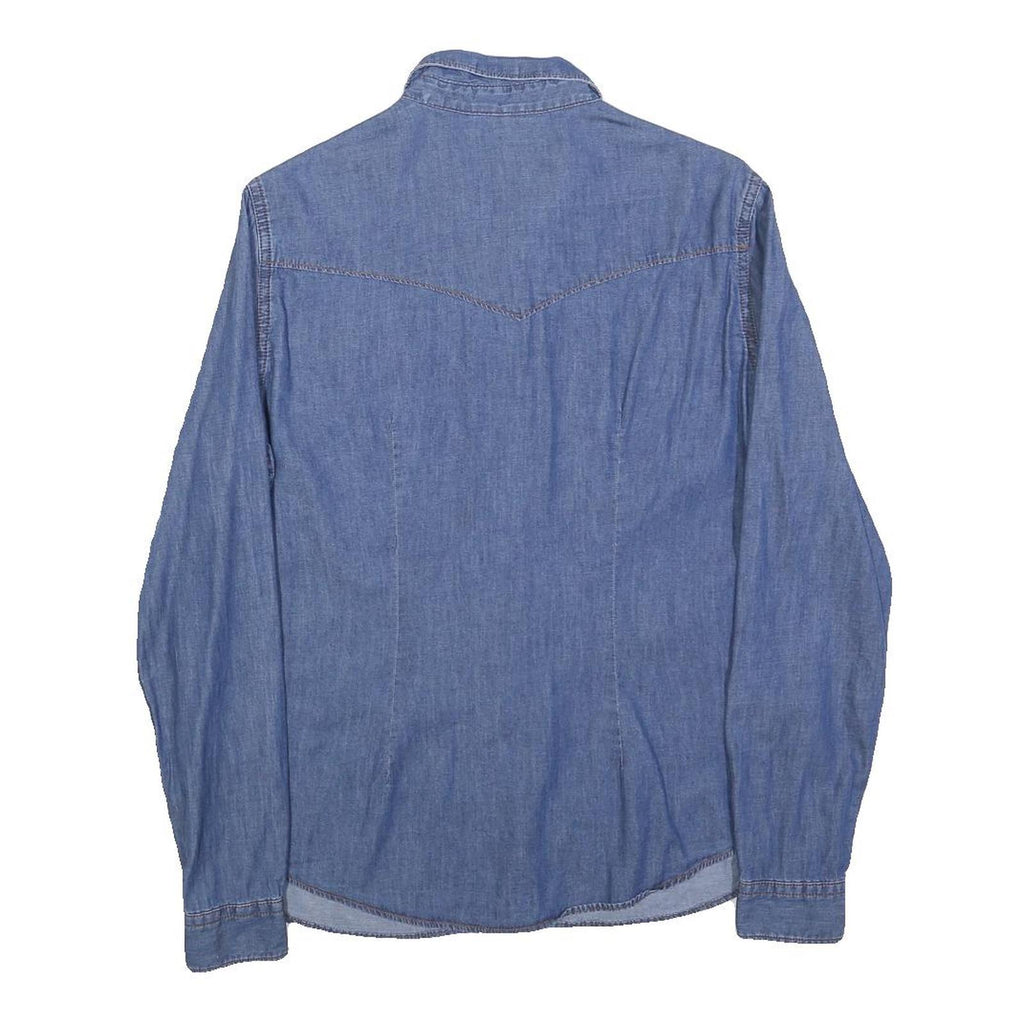 TERRANOVA Womens Blue Denim Shirt S Button Pocket Casual Lightweight Cotton