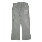 DICKIES Mens Grey Cotton Blend Relaxed Straight Trousers W34 L34 Workwear Casual