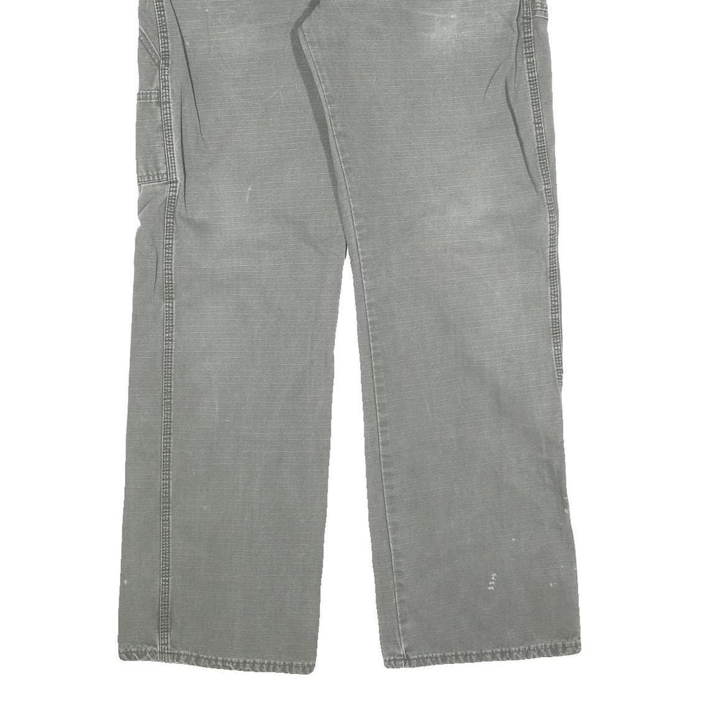 DICKIES Mens Grey Cotton Blend Relaxed Straight Trousers W34 L34 Workwear Casual