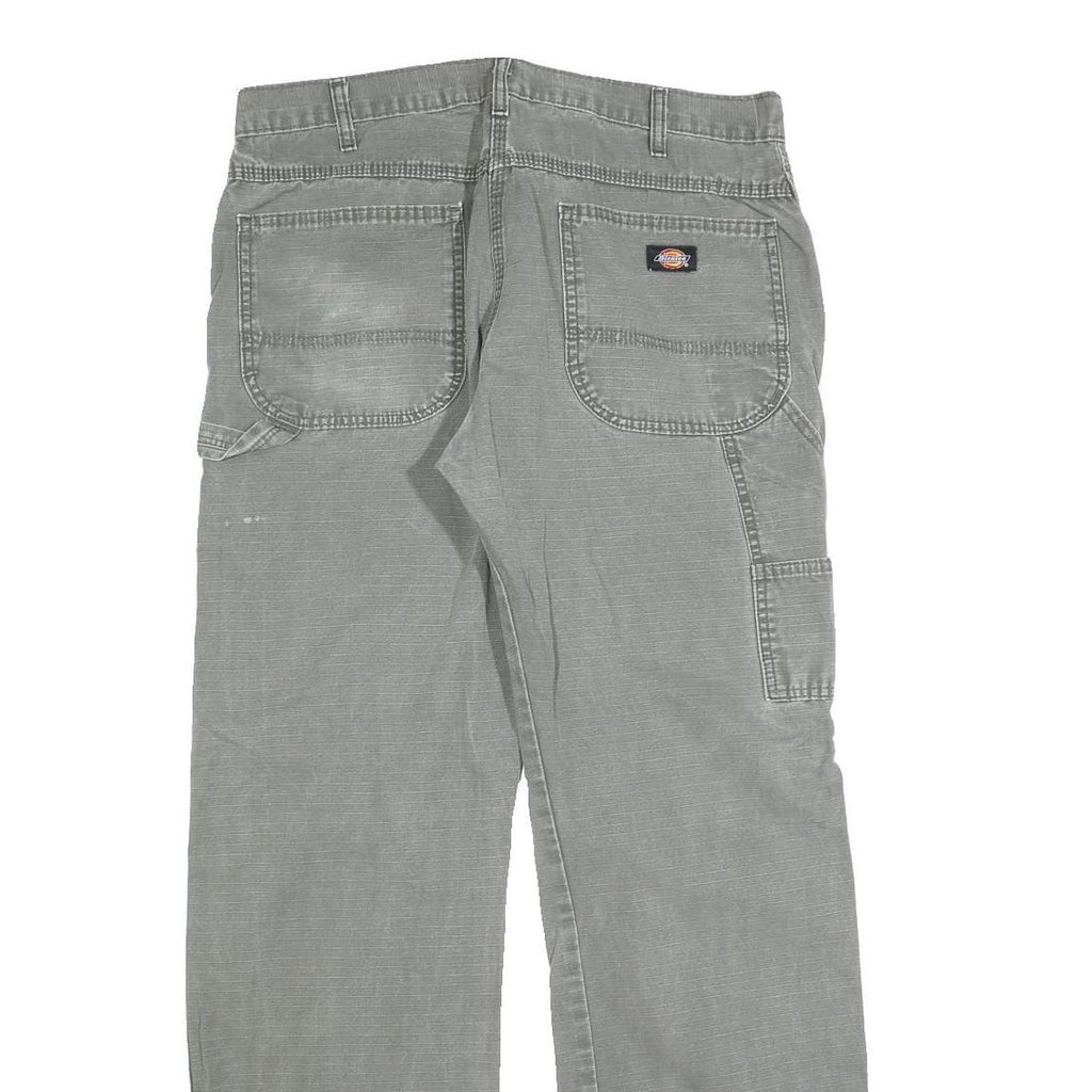 DICKIES Mens Grey Cotton Blend Relaxed Straight Trousers W34 L34 Workwear Casual
