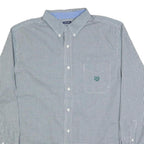 CHAPS Mens Blue & White Check Shirt XL Cotton Blend Button Down Casual