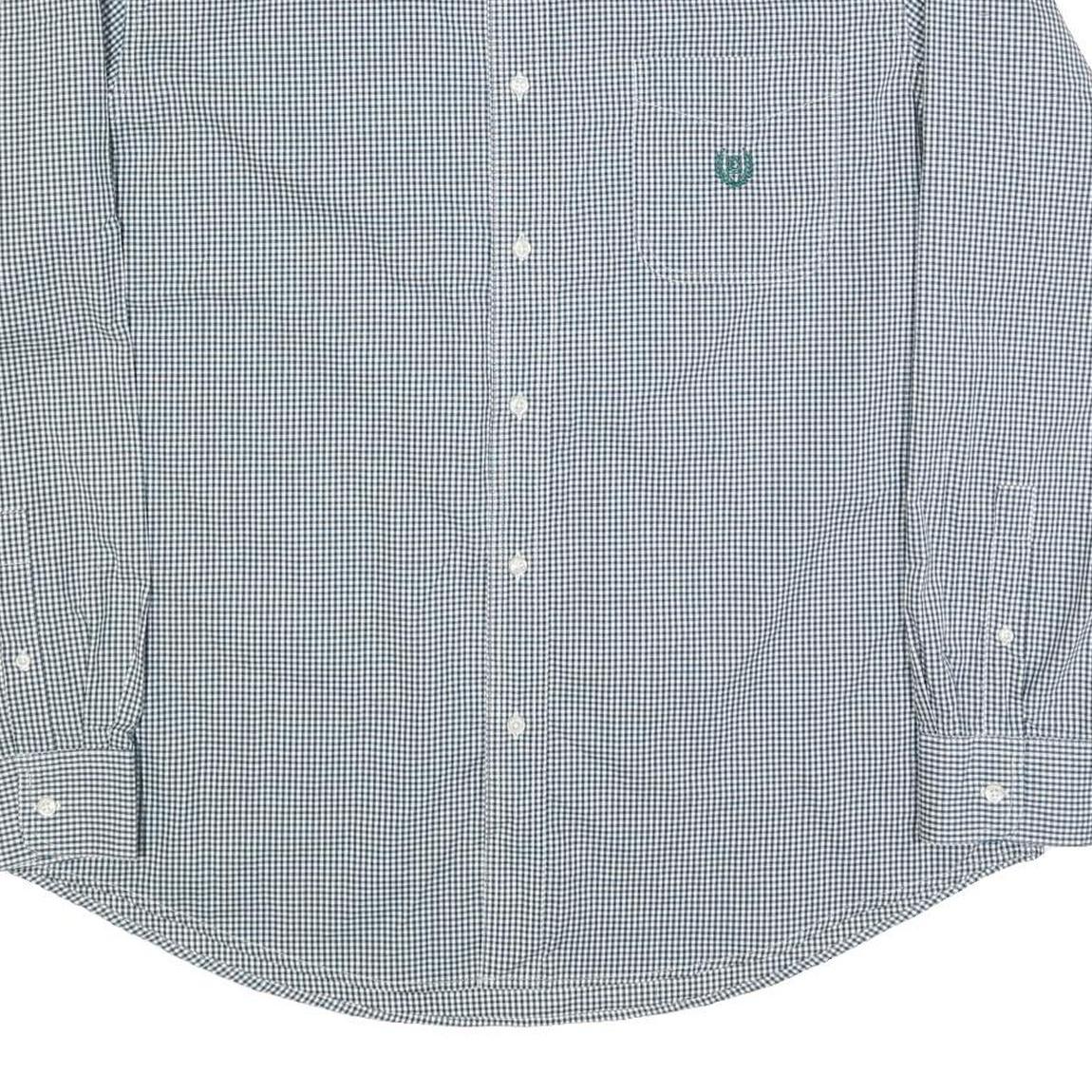 CHAPS Mens Blue & White Check Shirt XL Cotton Blend Button Down Casual