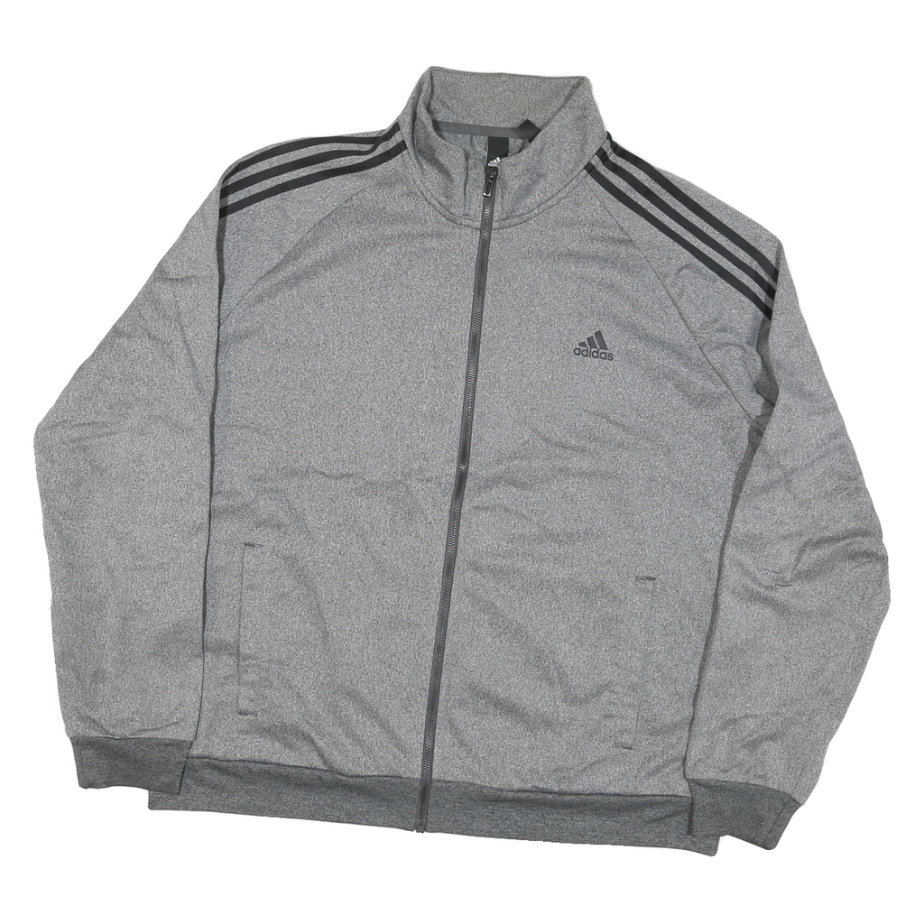 ADIDAS Mens Grey & Black Track Jacket XL Polyester Blend Zip Athletic Style