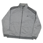 ADIDAS Mens Grey & Black Track Jacket XL Polyester Blend Zip Athletic Style