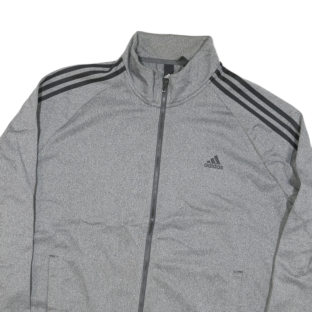 ADIDAS Mens Grey & Black Track Jacket XL Polyester Blend Zip Athletic Style