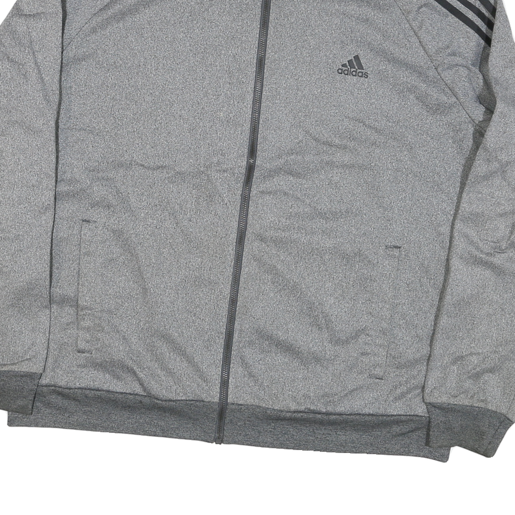 ADIDAS Mens Grey & Black Track Jacket XL Polyester Blend Zip Athletic Style