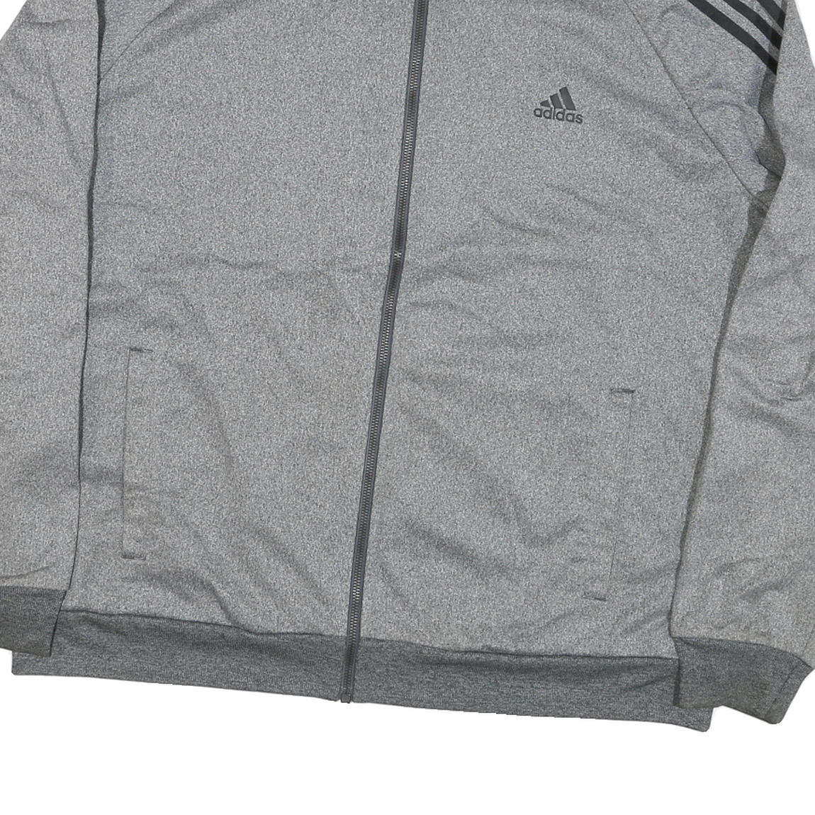 ADIDAS Mens Grey & Black Track Jacket XL Polyester Blend Zip Athletic Style
