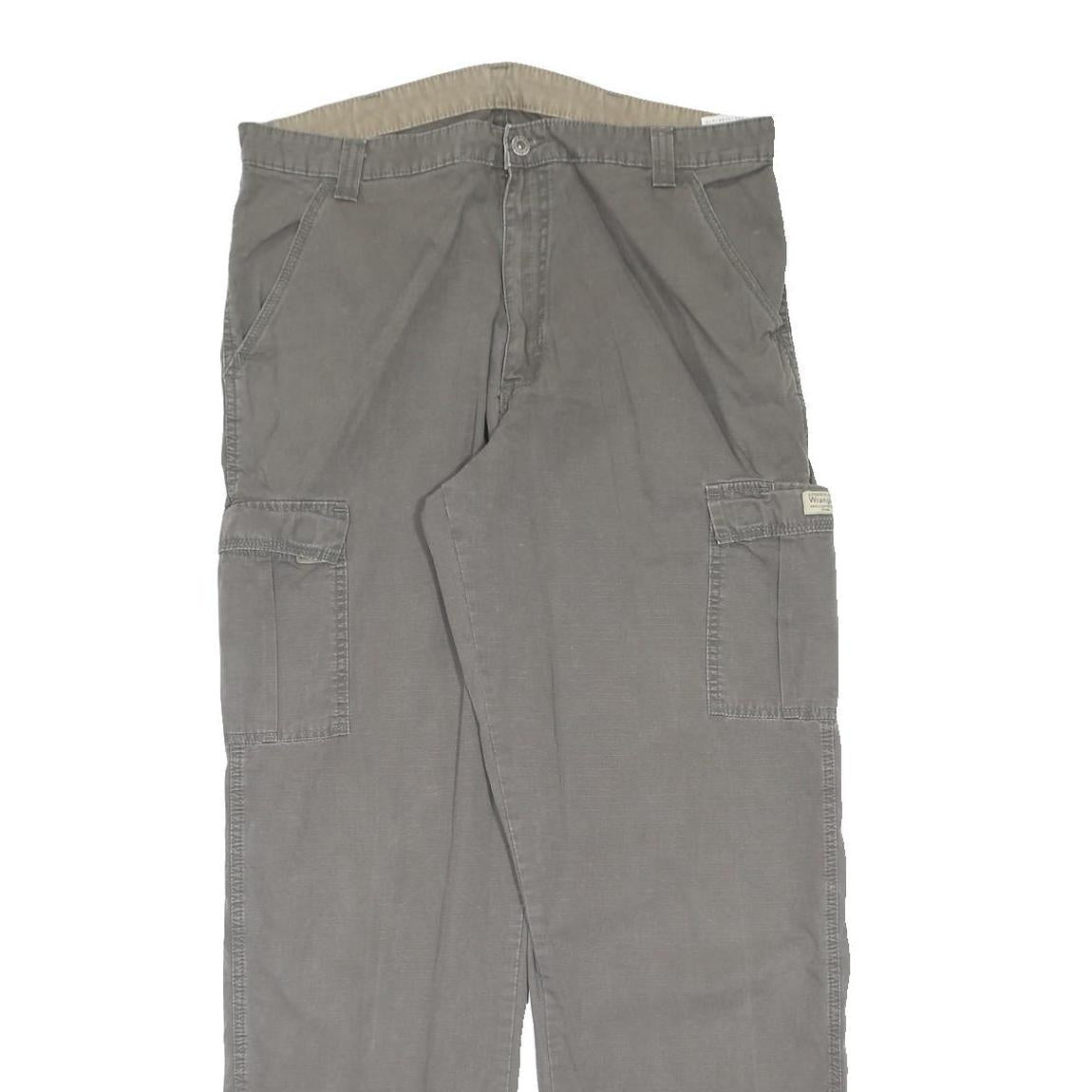 WRANGLER Mens Grey Regular Fit Cargo Trousers W36 L34 Workwear Casual
