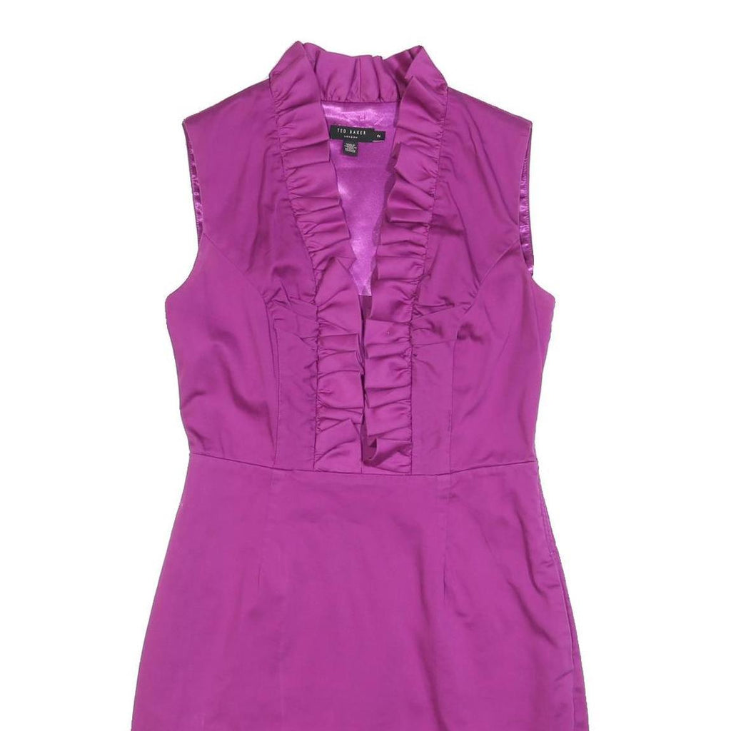 TED BAKER Womens Purple Sleeveless Day Cotton Blend Plain Midi M Elegant Dress
