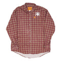 WRANGLER Mens Red & Orange Check Shirt L Cotton Blend Long Sleeve Button Collar