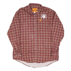 WRANGLER Mens Red & Orange Check Shirt L Cotton Blend Long Sleeve Button Collar
