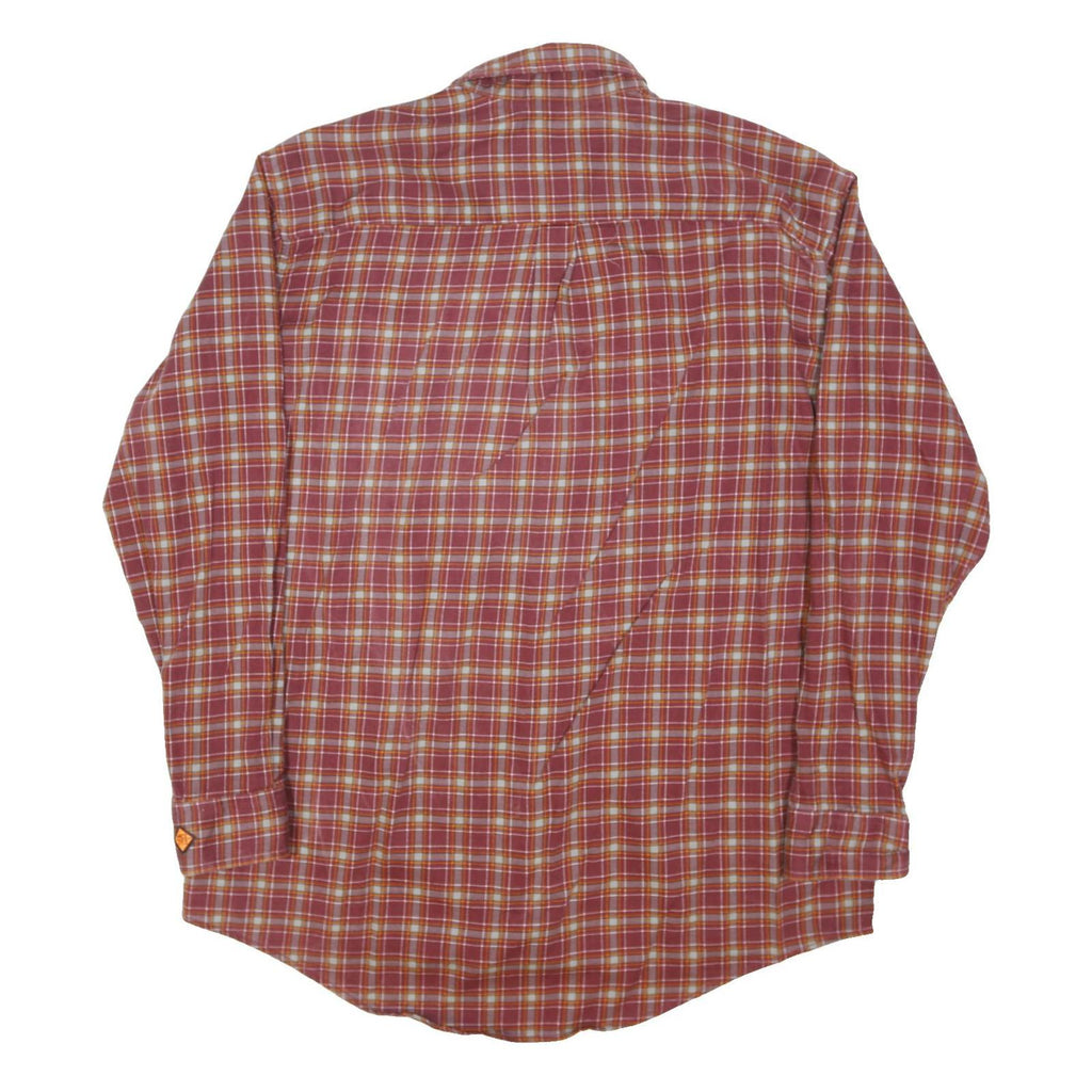 WRANGLER Mens Red & Orange Check Shirt L Cotton Blend Long Sleeve Button Collar