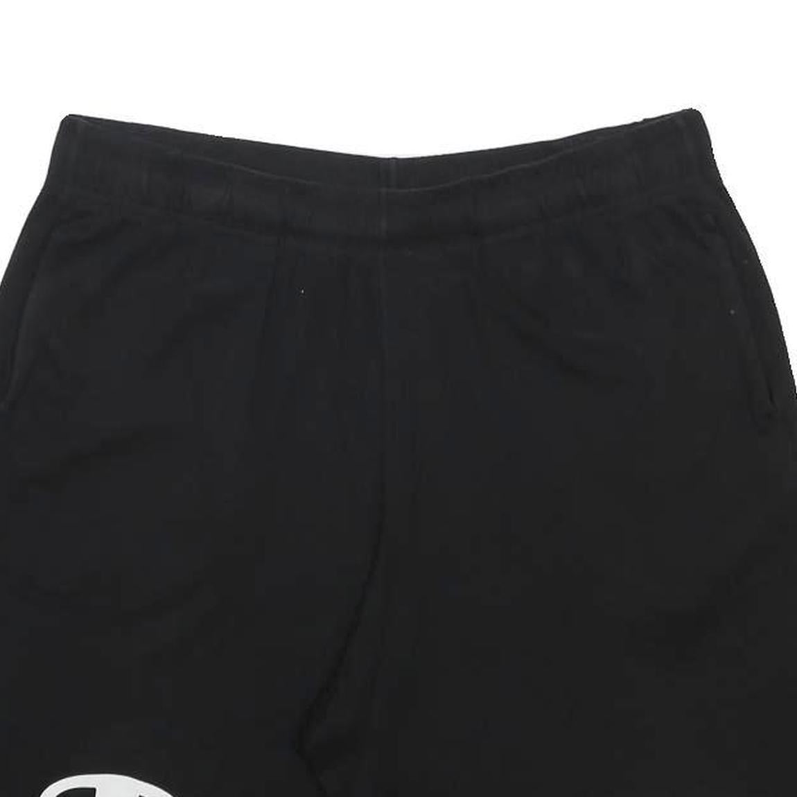 CHAMPION Mens Black Casual Shorts L W32 Cotton Blend Logo Print Comfortable