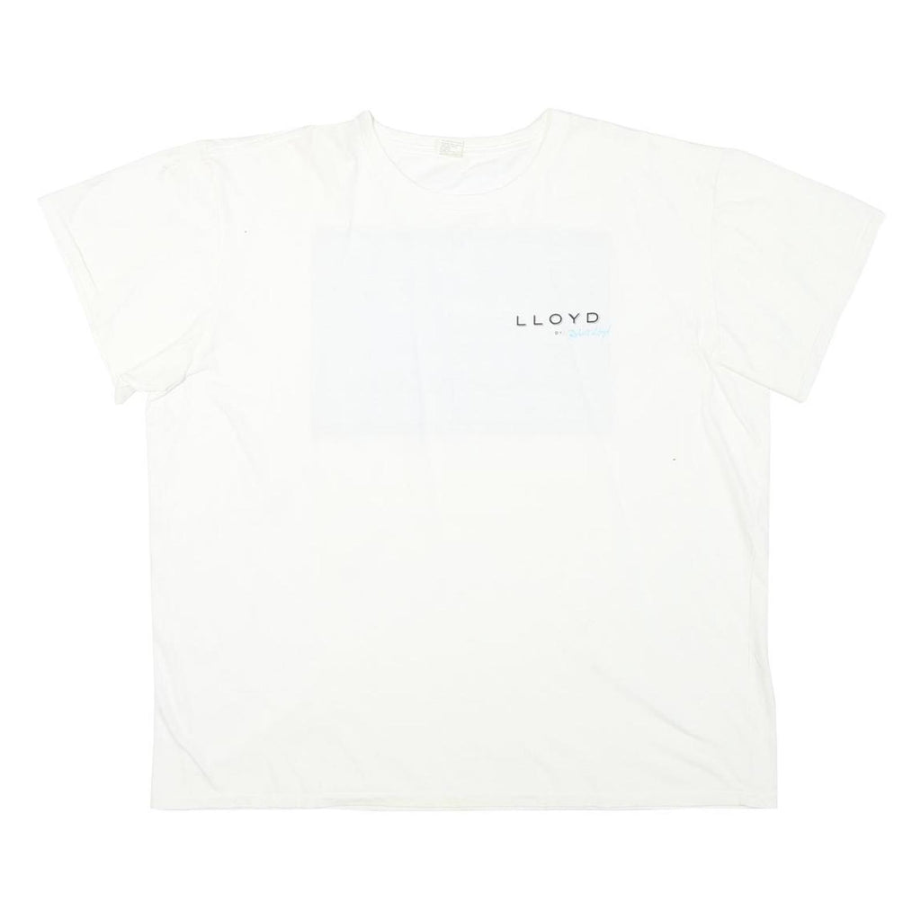 Mens White Lloyd Graphic T-Shirt XL Short Sleeve Crew Neck Cotton Blend Casual