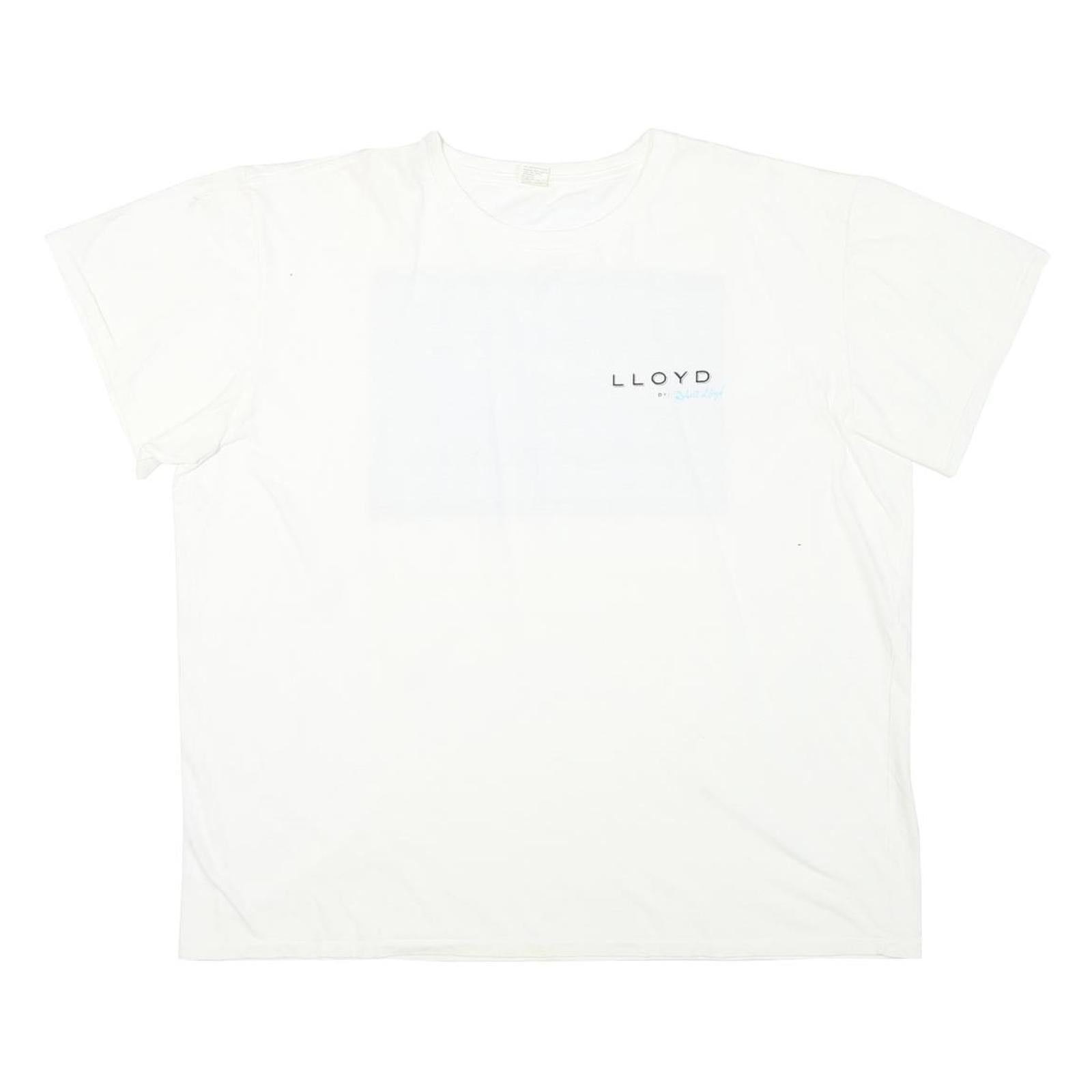 Mens White Lloyd Graphic T-Shirt XL Short Sleeve Crew Neck Cotton Blend Casual