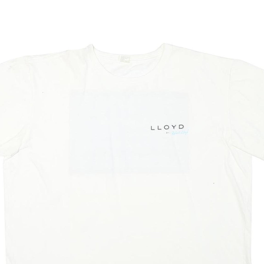 Mens White Lloyd Graphic T-Shirt XL Short Sleeve Crew Neck Cotton Blend Casual