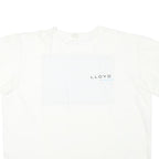 Mens White Lloyd Graphic T-Shirt XL Short Sleeve Crew Neck Cotton Blend Casual