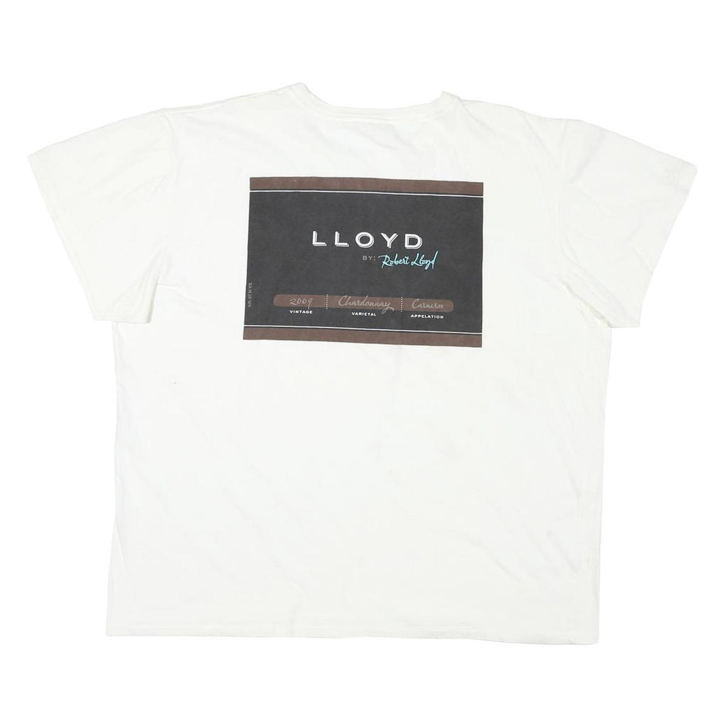 Mens White Lloyd Graphic T-Shirt XL Short Sleeve Crew Neck Cotton Blend Casual