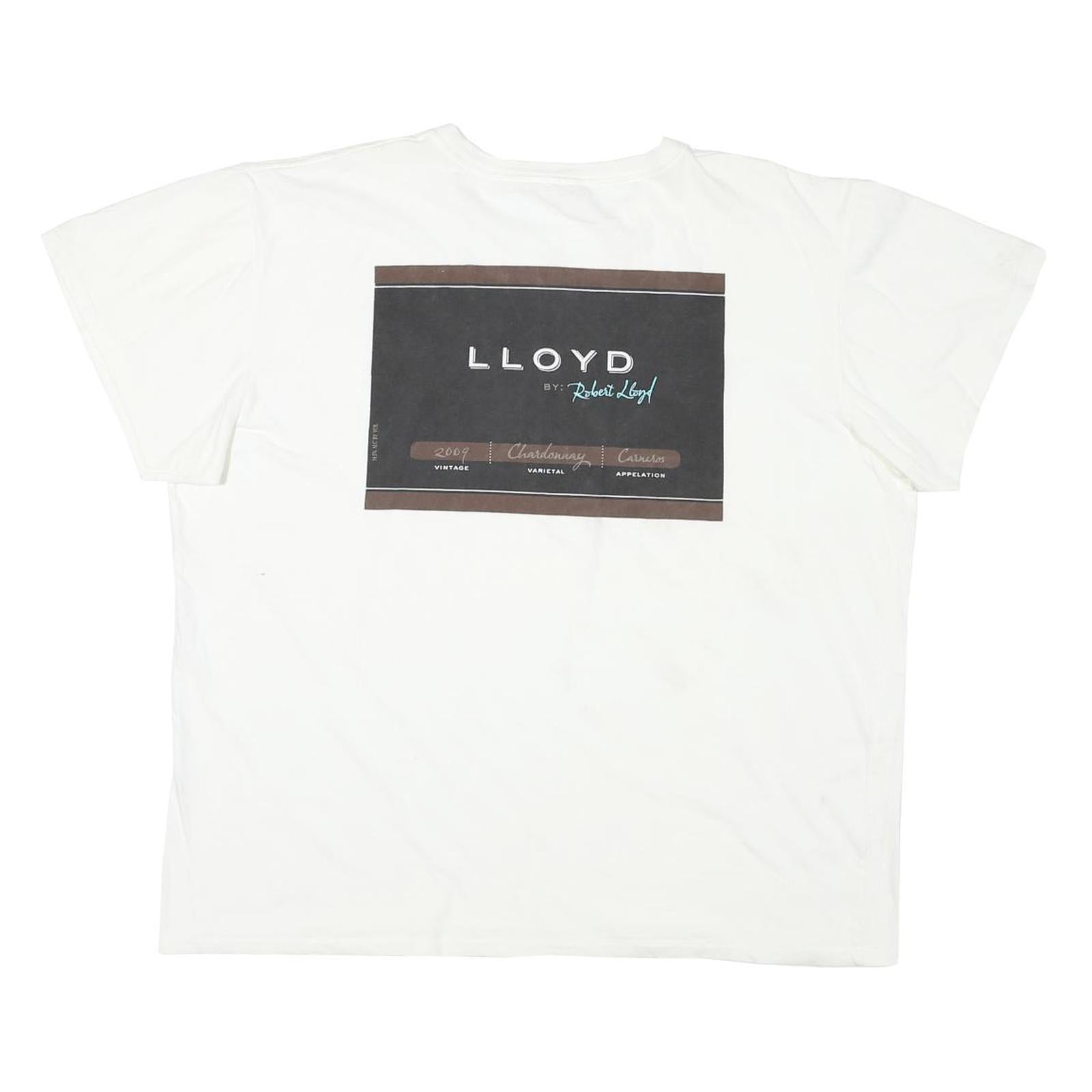 Mens White Lloyd Graphic T-Shirt XL Short Sleeve Crew Neck Cotton Blend Casual