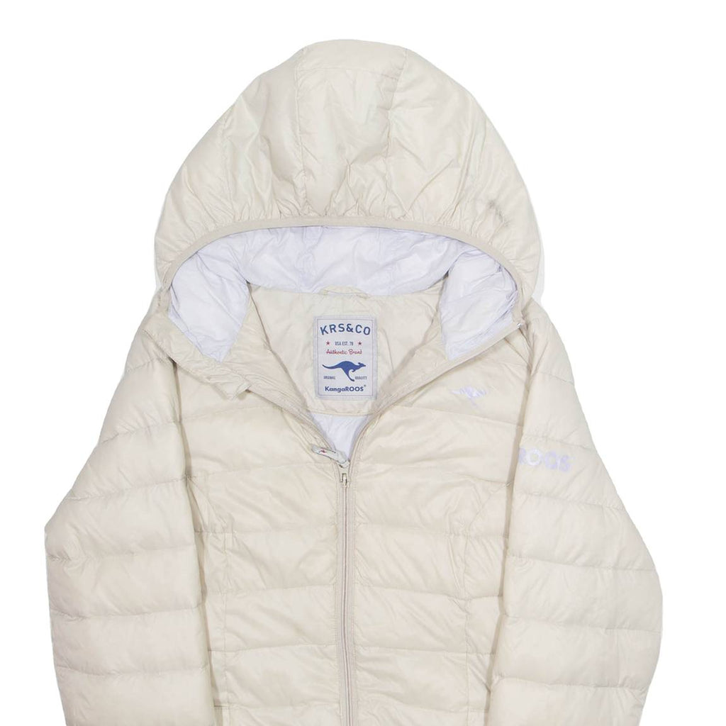KANGOL Womens Puffer Jacket Cream Hooded M