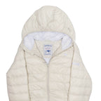 KANGOL Womens Puffer Jacket Cream Hooded M