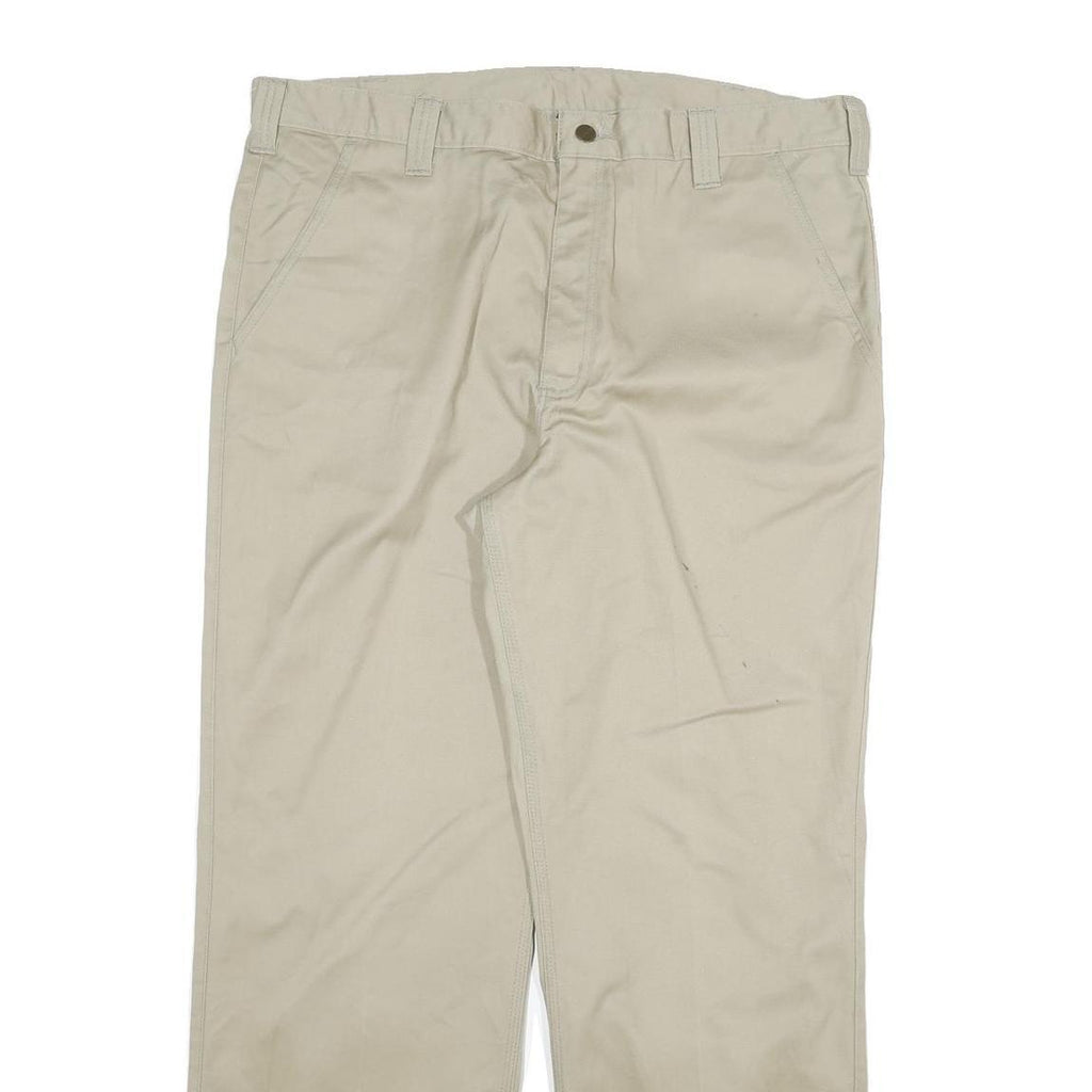 CARHARTT Mens Cotton Blend Beige Relaxed Straight Trousers W40 L32 Workwear