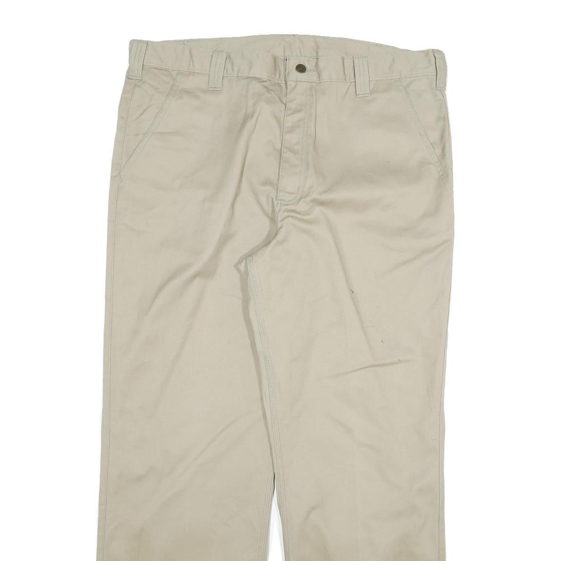CARHARTT Mens Cotton Blend Beige Relaxed Straight Trousers W40 L32 Workwear