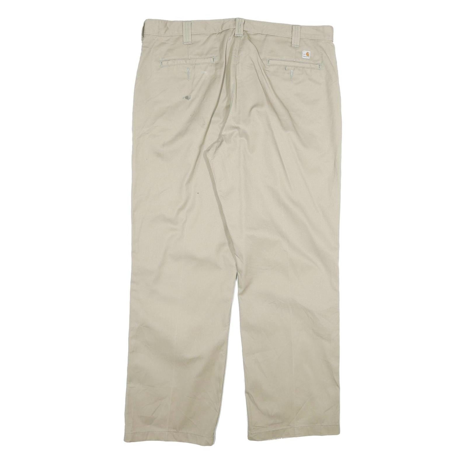CARHARTT Mens Cotton Blend Beige Relaxed Straight Trousers W40 L32 Workwear