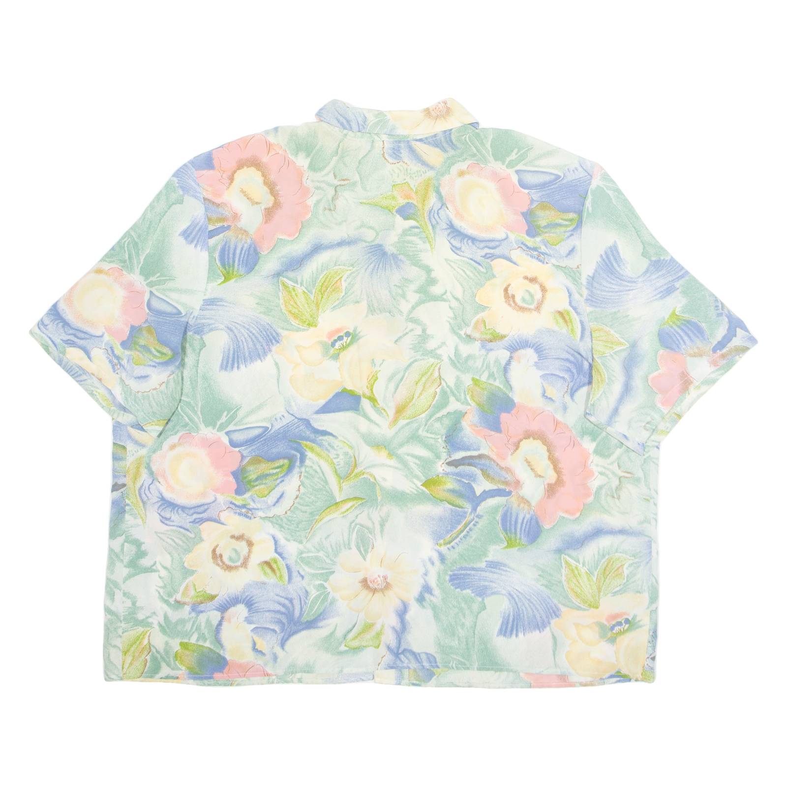 IMAGE Womens Printed Blouse Green Collared Floral 2XL