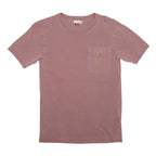 CARHARTT Mens Pink Plain T-Shirt S Short Sleeve Crew Neck Chest Pocket Cotton