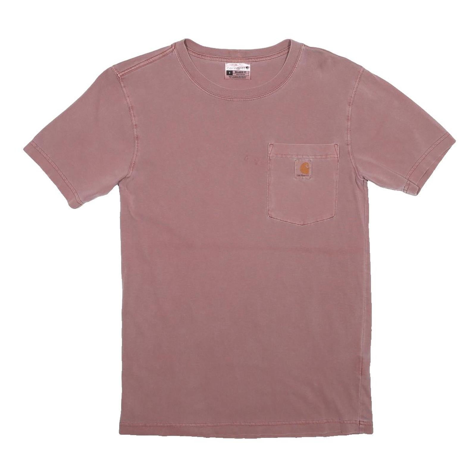 CARHARTT Mens Pink Plain T-Shirt S Short Sleeve Crew Neck Chest Pocket Cotton