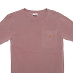 CARHARTT Mens Pink Plain T-Shirt S Short Sleeve Crew Neck Chest Pocket Cotton