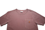 CARHARTT Mens Pink Plain T-Shirt S Short Sleeve Crew Neck Chest Pocket Cotton