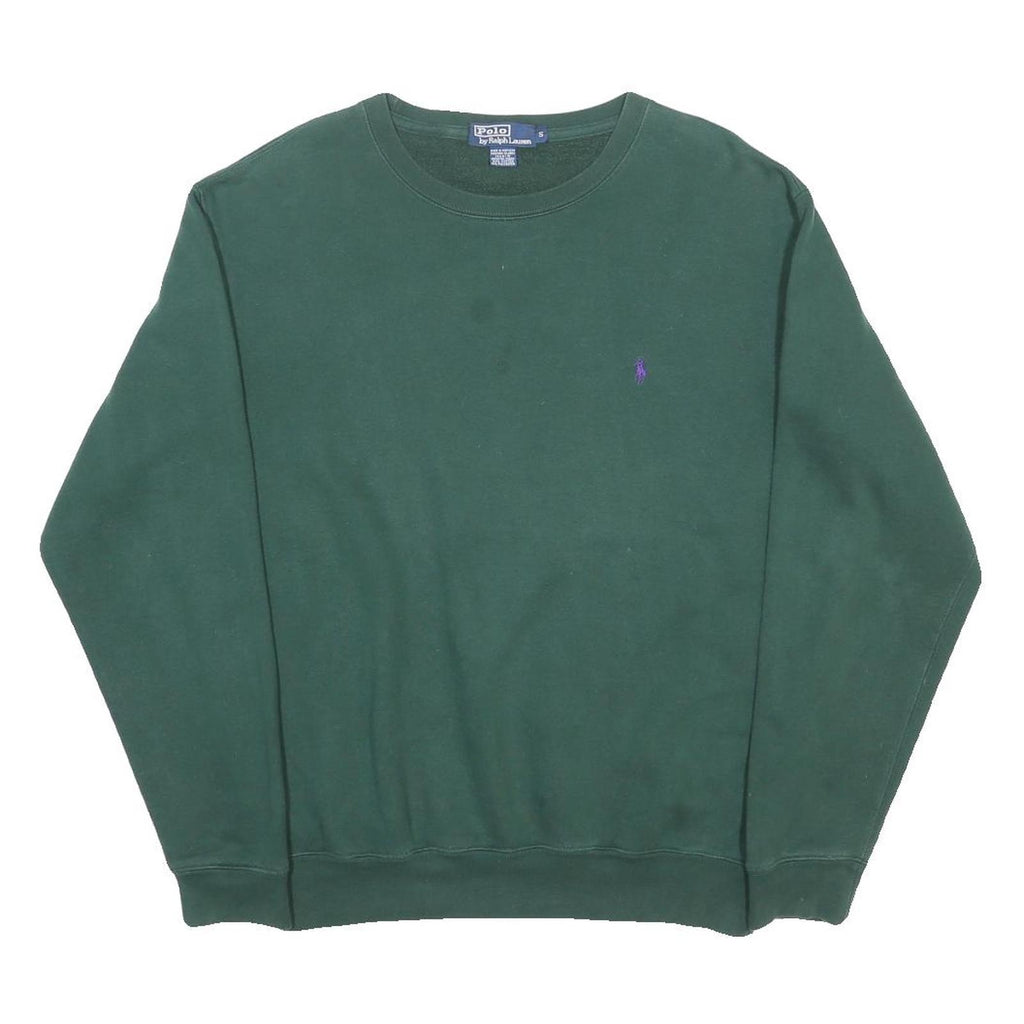POLO RALPH LAUREN Mens Green Sweatshirt Crew Neck S Cotton Blend Classic Logo