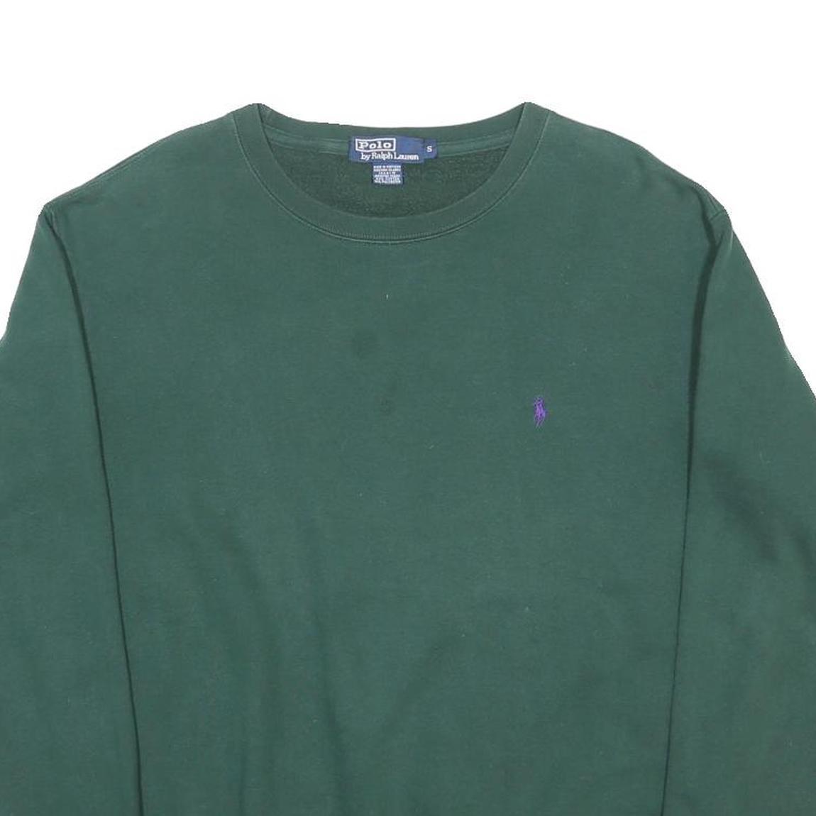 POLO RALPH LAUREN Mens Green Sweatshirt Crew Neck S Cotton Blend Classic Logo