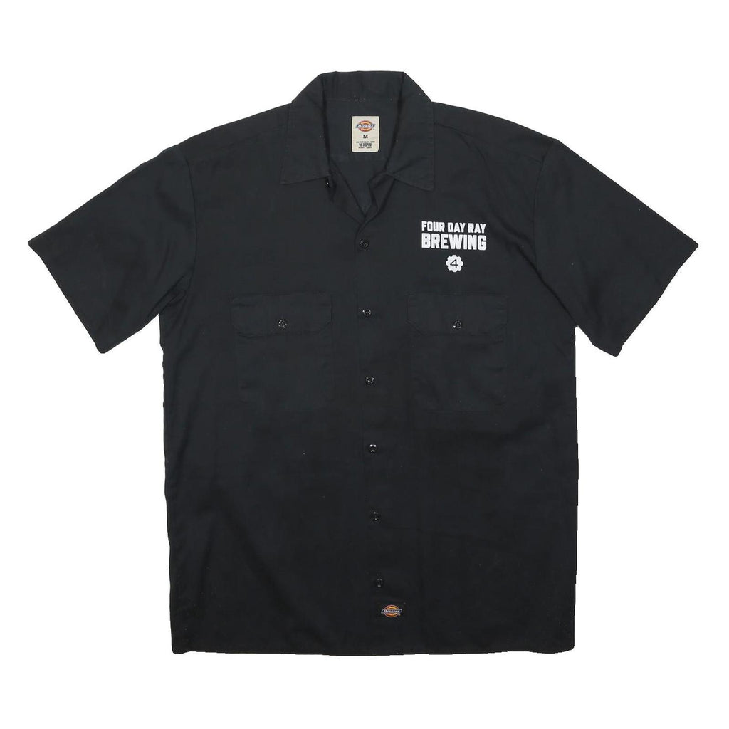 DICKIES Mens Black Polyester Blend Short Sleeve Shirt M Four Day Ray Brewing