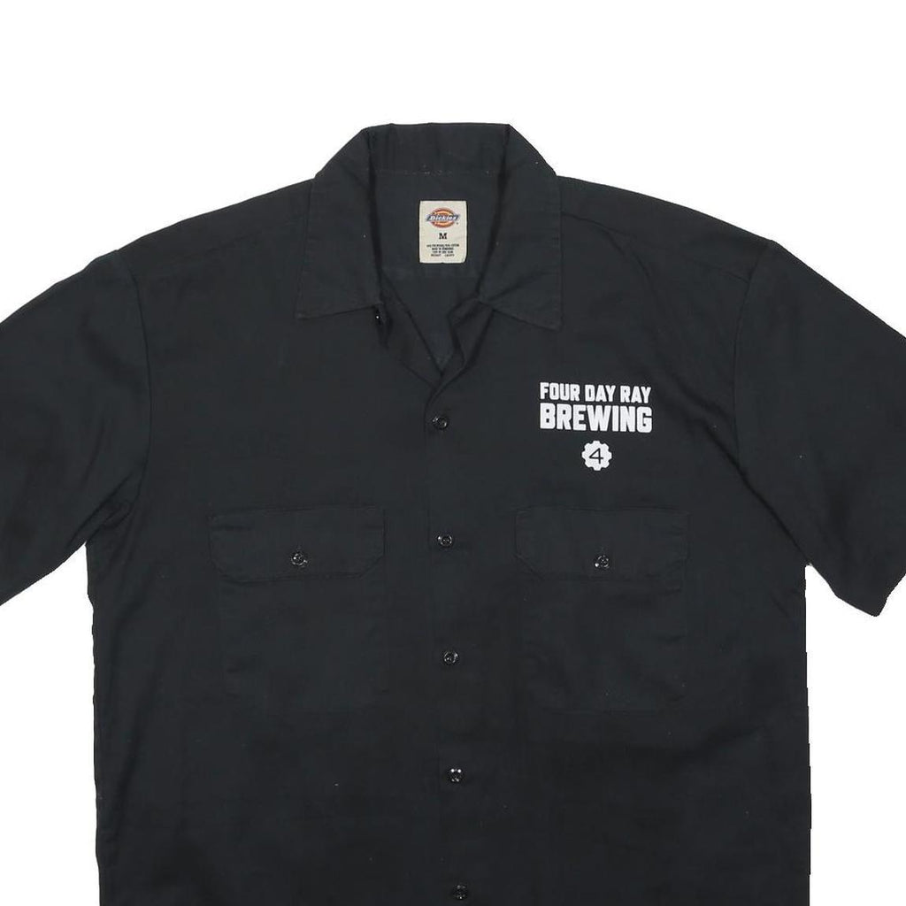 DICKIES Mens Black Polyester Blend Short Sleeve Shirt M Four Day Ray Brewing