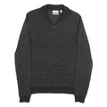 CALVIN KLEIN Mens Black Patterned Pullover Jumper Zip Neck M Cotton Blend Knit