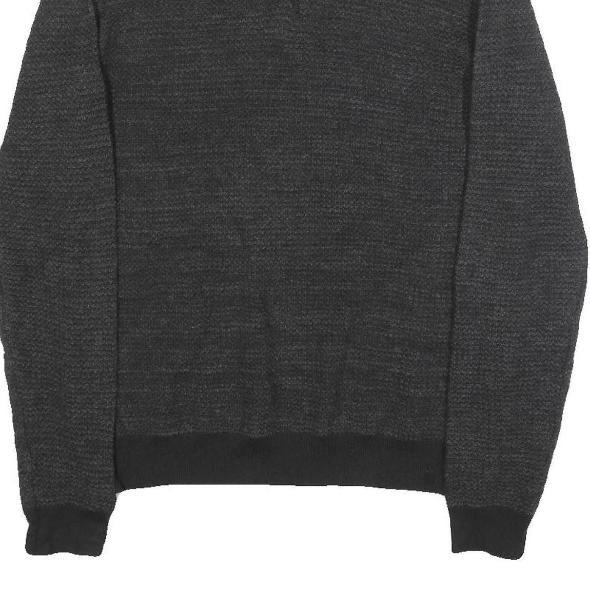 CALVIN KLEIN Mens Black Patterned Pullover Jumper Zip Neck M Cotton Blend Knit