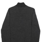 CALVIN KLEIN Mens Black Patterned Pullover Jumper Zip Neck M Cotton Blend Knit