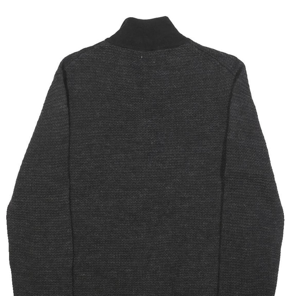 CALVIN KLEIN Mens Black Patterned Pullover Jumper Zip Neck M Cotton Blend Knit