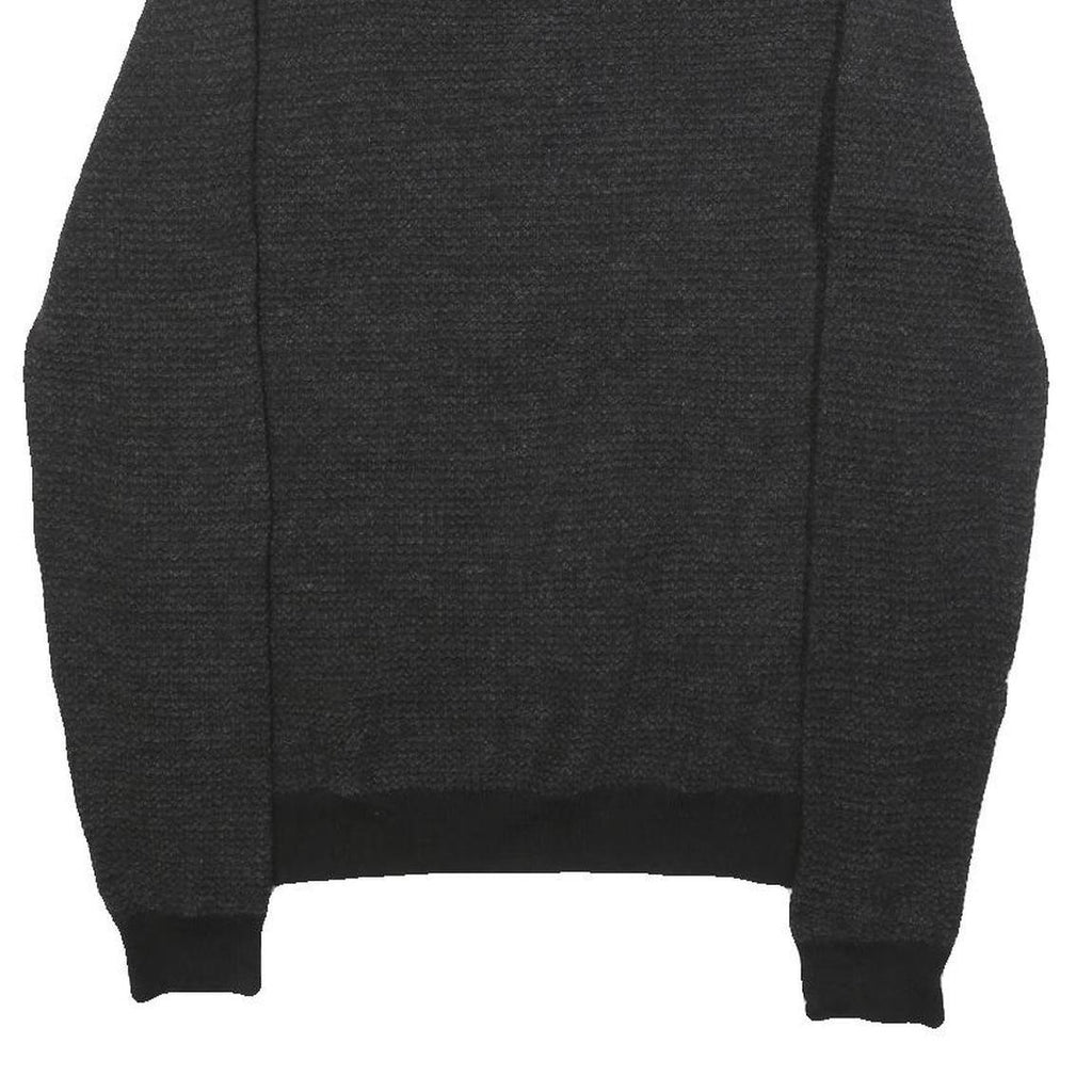 CALVIN KLEIN Mens Black Patterned Pullover Jumper Zip Neck M Cotton Blend Knit