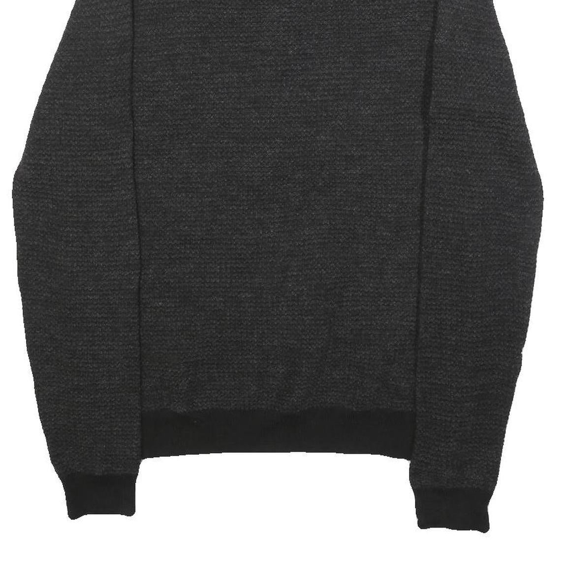 CALVIN KLEIN Mens Black Patterned Pullover Jumper Zip Neck M Cotton Blend Knit