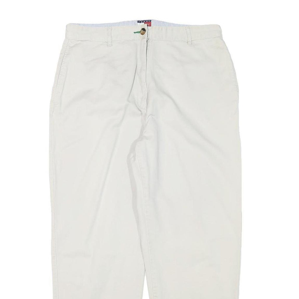 TOMMY HILFIGER Womens Cotton Blend White Relaxed Straight Trousers W32 L27